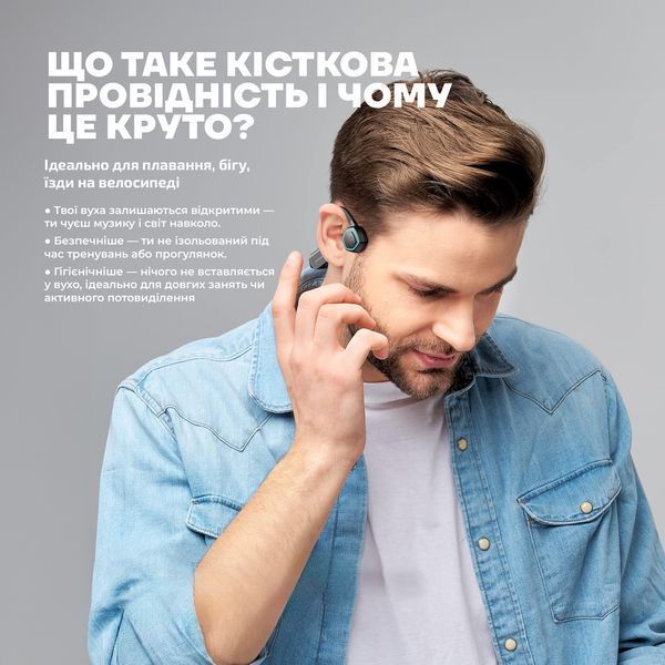 Костные наушники Kemi OpenEar X15 LED IPX8 Bluetooth 5.3 + MP3-плеер 32 ГБ Черный 991108