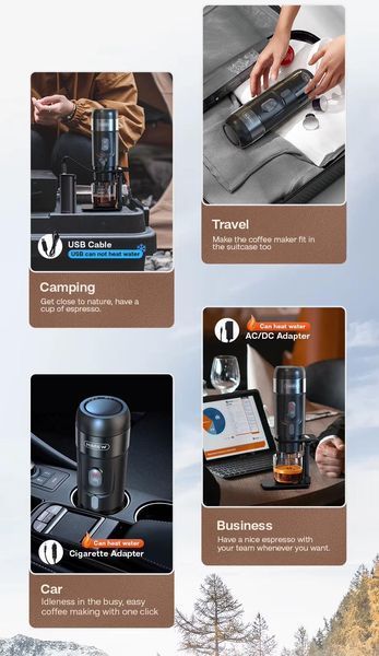Портативная автомобильная кофеварка HiBREW H4A Premium Travel Set 680008